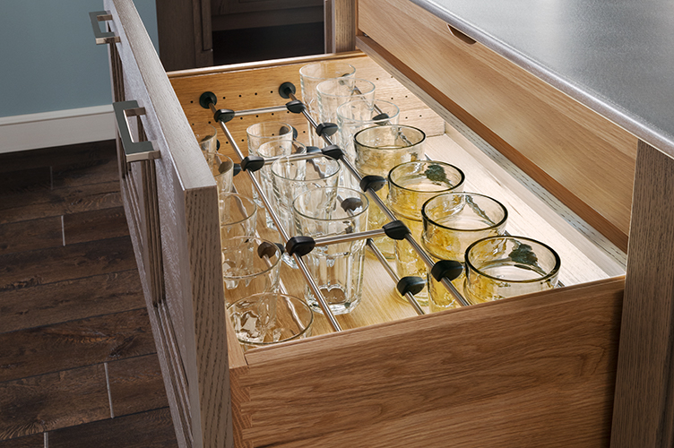 Drawer with Glass Storage